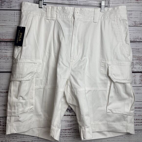 Polo Ralph Lauren White Cargo Chino Shorts Mens 38 NWT Classic